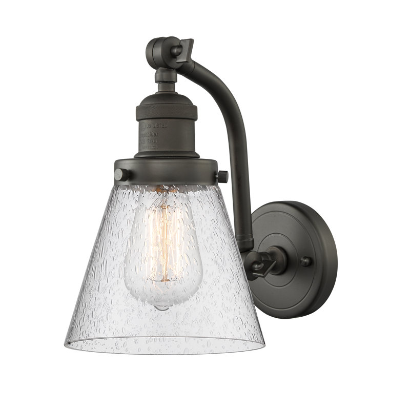 Applique murale 1 lumière Cone, Bronze frotté à l'huile, Ampoule à DEL rétro de 6 watts, Grainé