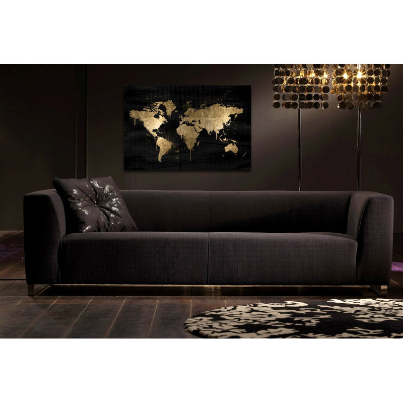 Large Mapamundi Gold - Print on Canvas, 16" H x 24" W, Wrapped Canvas