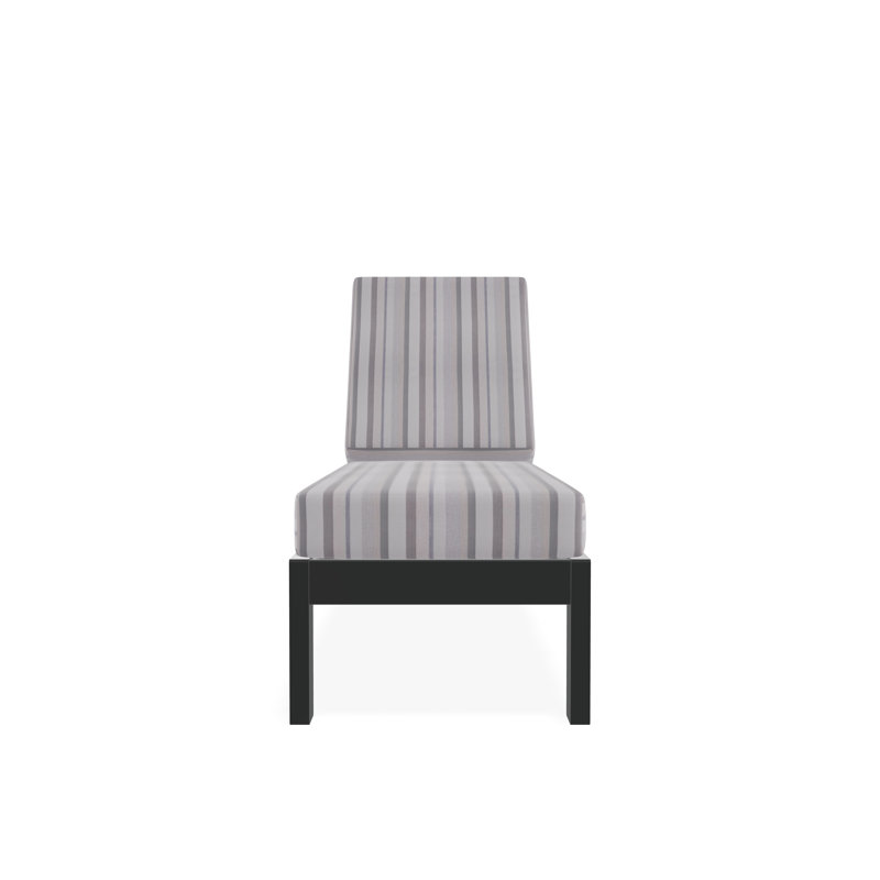 Leeward Marine Grade Polymer Deep Seating Cushion Three Position Lay-flat Armless Chaise, Sensory Dove, Graphite