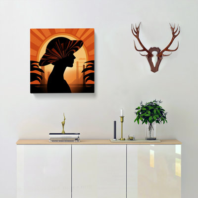 Art Deco Sunset Silhouette - Wrapped Canvas