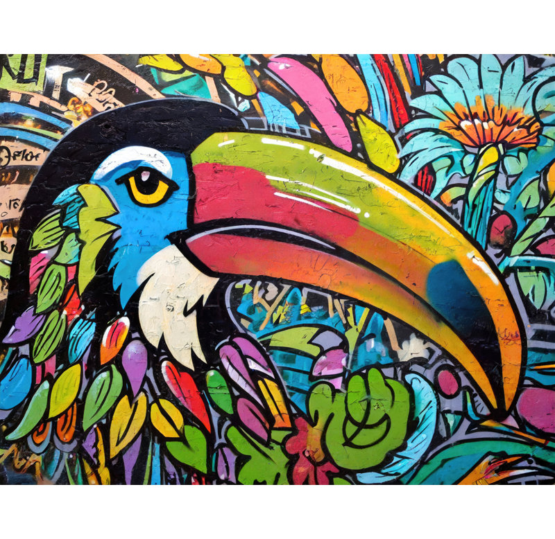 "Tucan Graffitianimals" sur toile, H 15 po x l 18 po