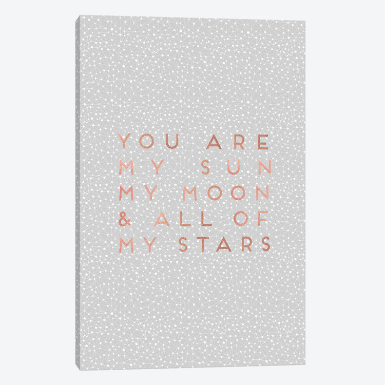 « you are my sun », art textuel sur toile, H 60 po x l 40po x P 1,5 po, Pas de tapis, Toile tendue