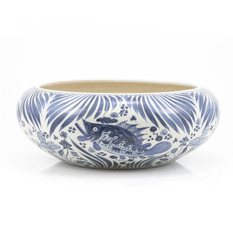 Bol décoratif d’inspiration mondiale en porcelaine bleu/blanc