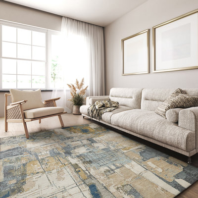 Infinity Handmade Wool/Nylon In Silver/Blue/Gray Area Rug