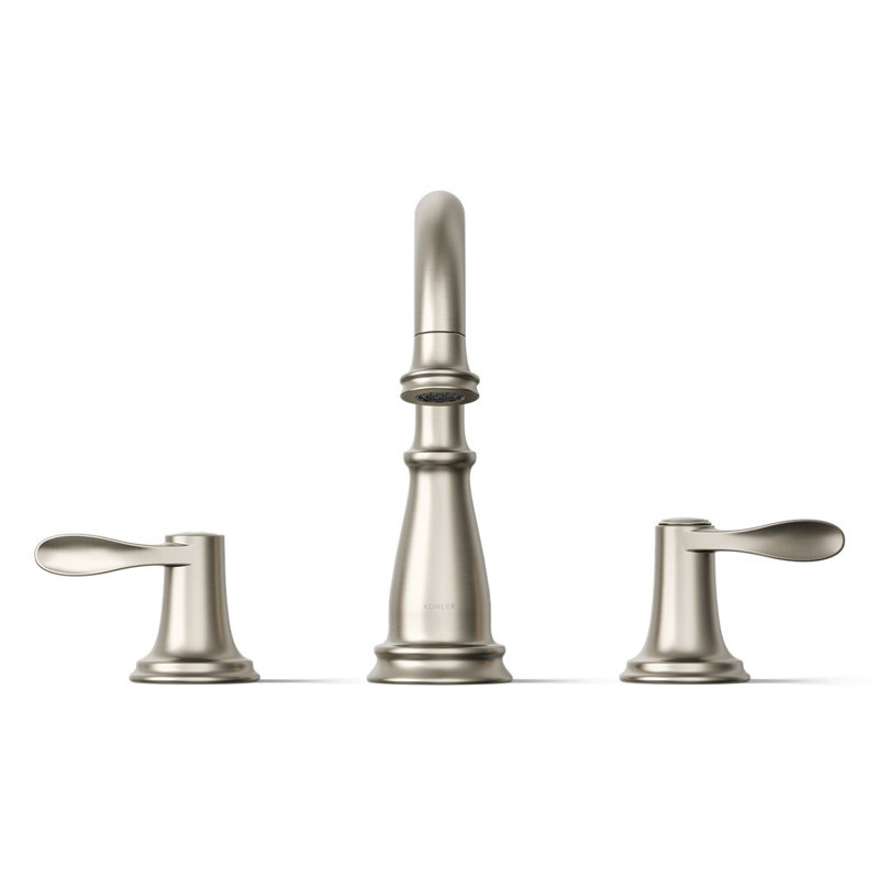 Bellera Widespread Bathroom Sink Faucet, Three-Hole Bathroom Faucet with Clicker Drain, 0.5 GPM, Chrome