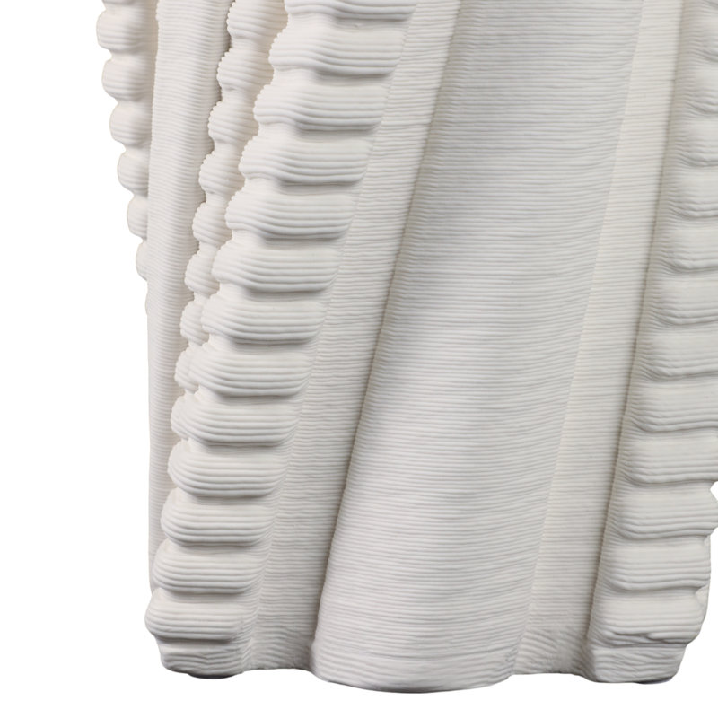 Modern Sculptural Porcelain Vase With Twisted Ribbed Texture And Contemporary Art-Inspired Design For Decorative Accent Display In Living Room Or Entryway Decor Styling