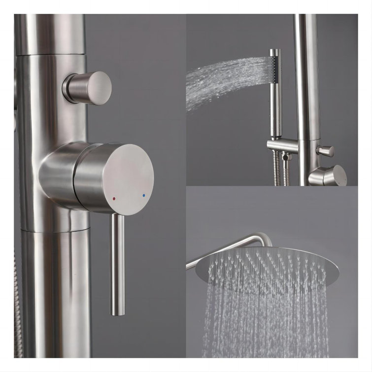 Kirwin Freestanding Outdoor Shower Panel with Hand Shower | Stainless Steel | Signature Hardware 478730