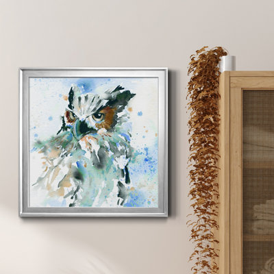 " Owl On Blue " Painting Print