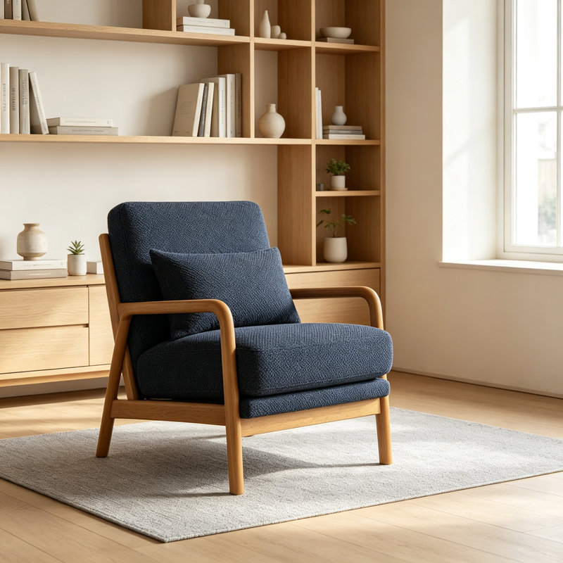 Chaise longue en bois, Black Fabric