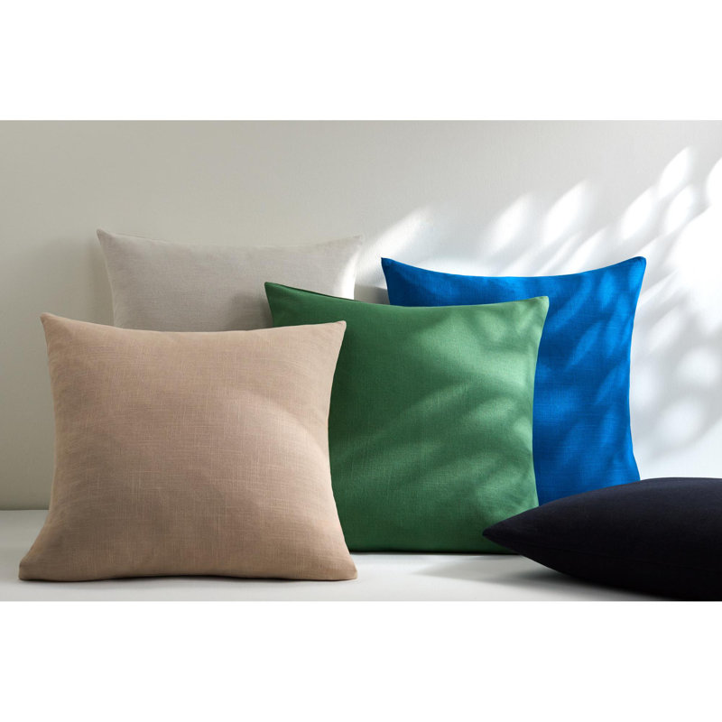 Natalia 100% Cotton Throw Square Pillow, Down, Blue