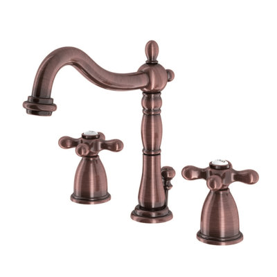 Robinet de salle de bain à deux poignées et à 3 trous à fixation sur comptoir avec bonde mécanique Kingston Brass