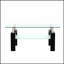 Table basse rectangulaire moderne en verre noir avec plateau transparent et rangement double couche, parfaite pour le salon et l'organisation.