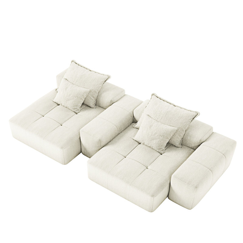 Canapé modulaire modulaire avec coussins, Beige