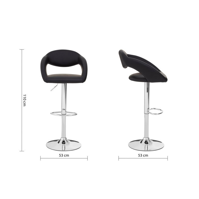 Petersfield Swivel Upholstered Adjustable Height Bar Stool, Black