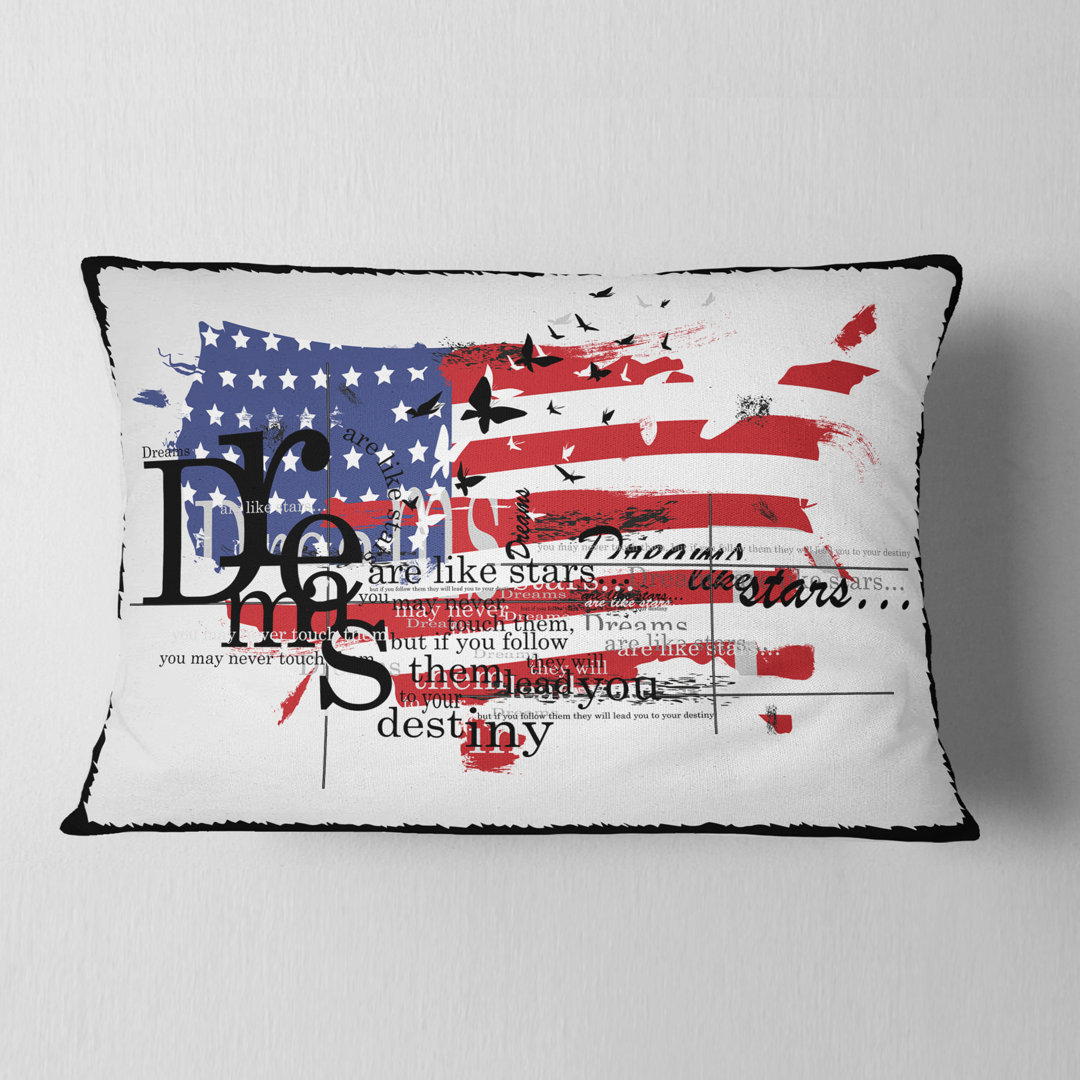 Vintage Fashion USA Flag - Maps & Flags Printed Throw Pillow Design Art