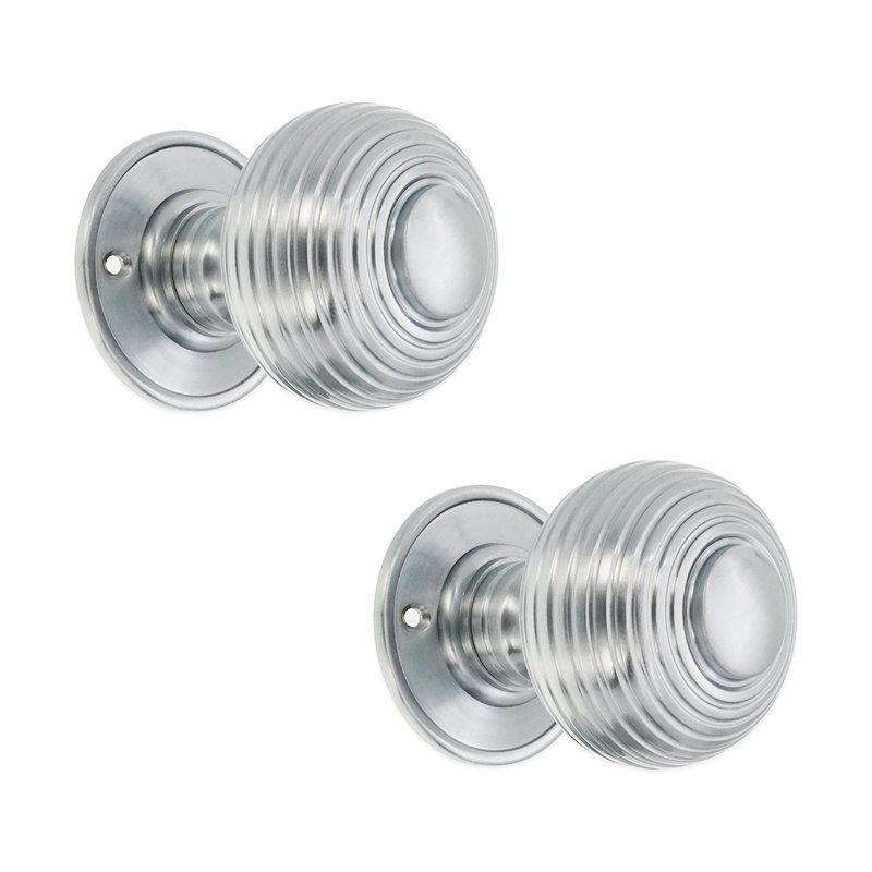 Beehive Large 60mm Mortice Door Knob, Satin Chrome