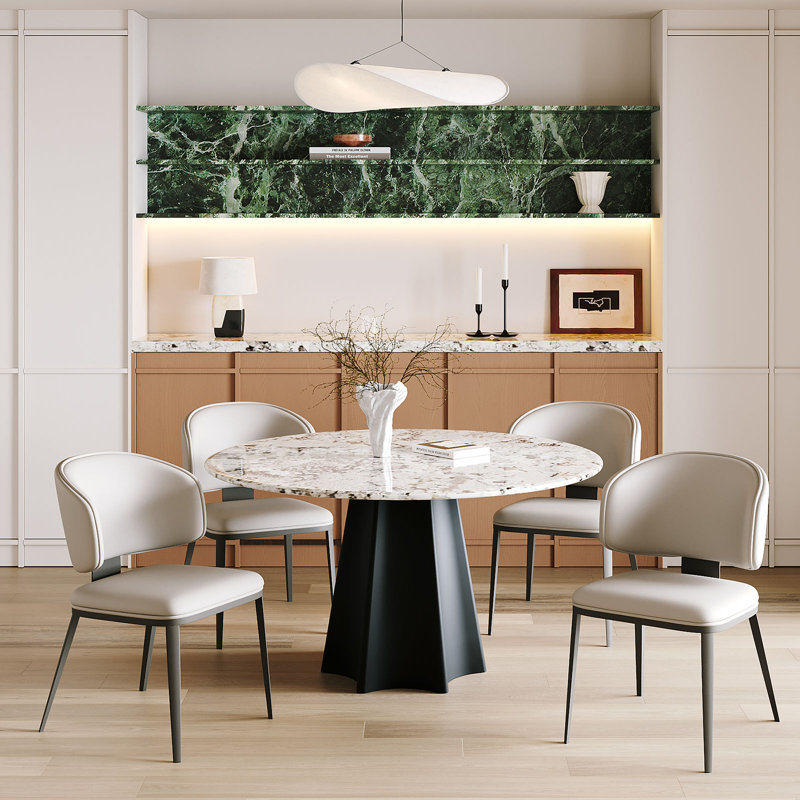  Chaises de salle à manger modernes en similicuir avec pieds en métal et chaises rembourrées ergonomiques (ensemble de 4)