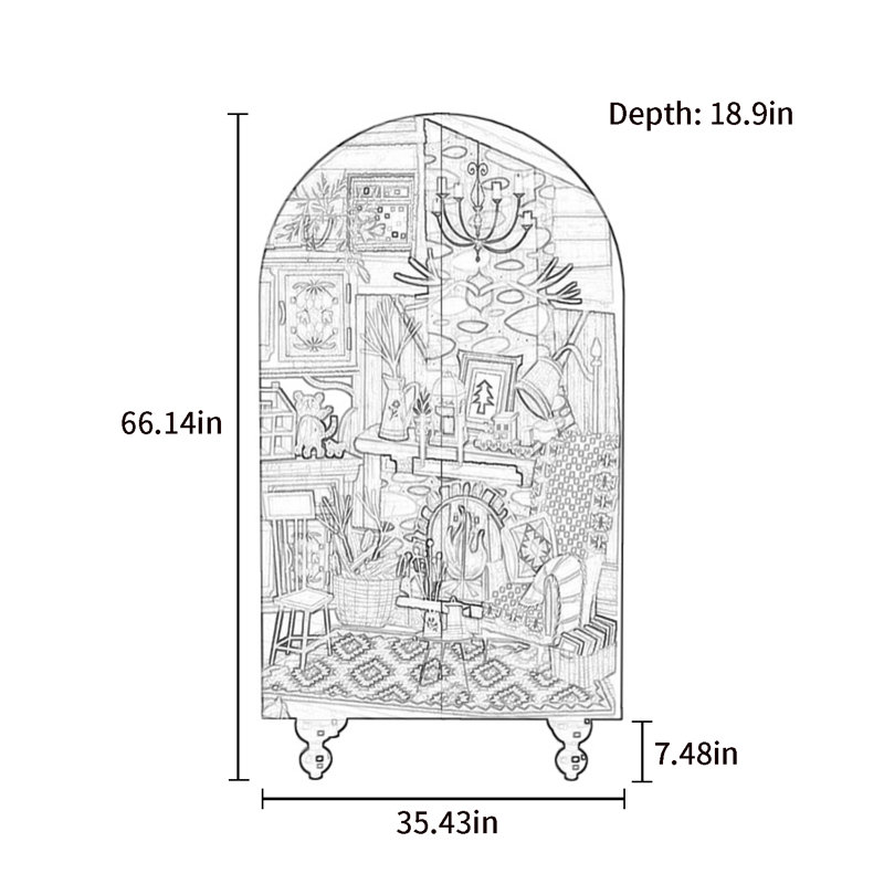 Armoire arquée avec tablettes et portes