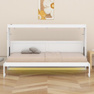 Lit escamotable peu encombrant avec motif imprimé, station de charge DEL sous le lit et USB