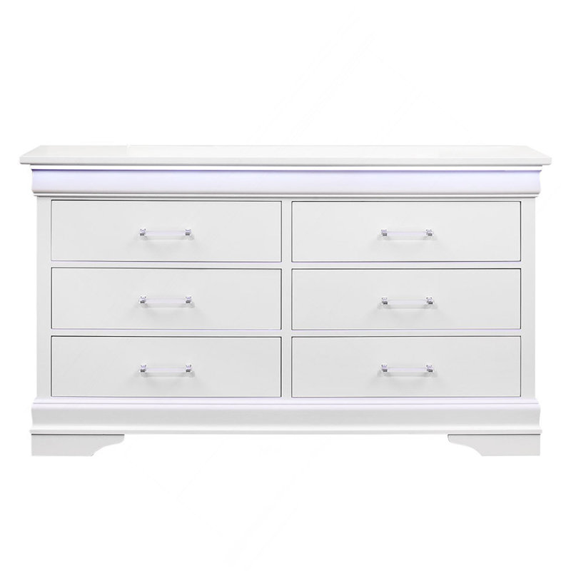 Commode 6 tiroirs avec éclairage décoratif DEL, Bleu