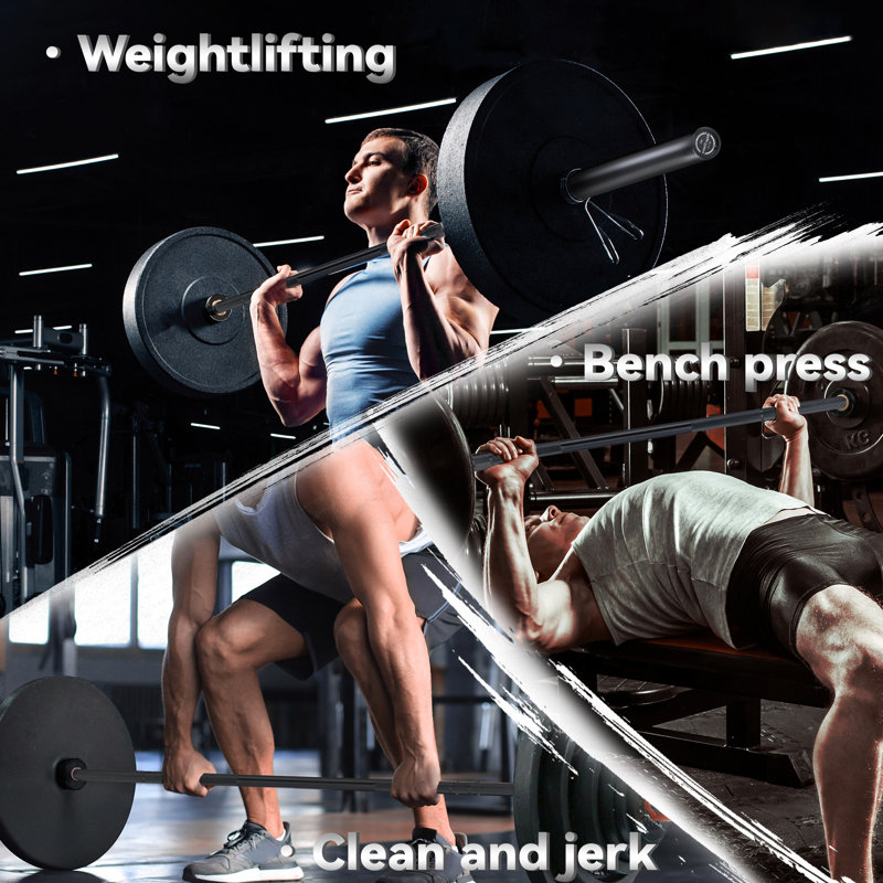 7FT Olympic Barbell, 1500lbs Capacity Weight Bar For Weightlifting and Powerlifting 45lb, Weight Bar Fit 2” Standard Weights