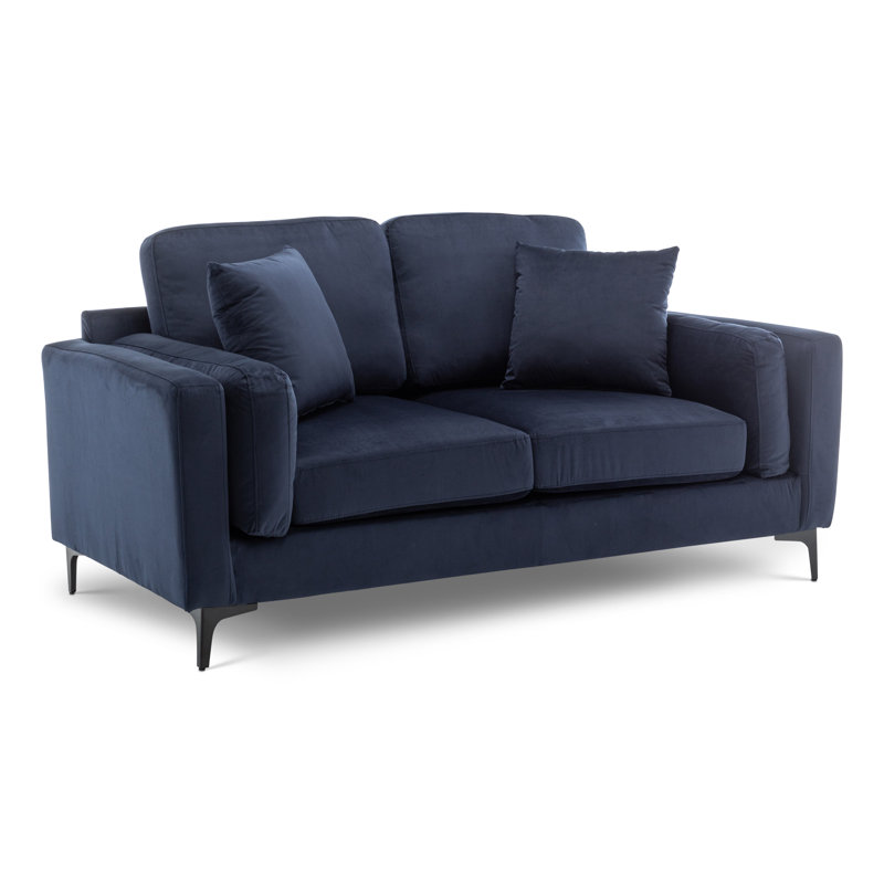 Aleara 2 Seater Velvet Sofa, Navy Blue, 3