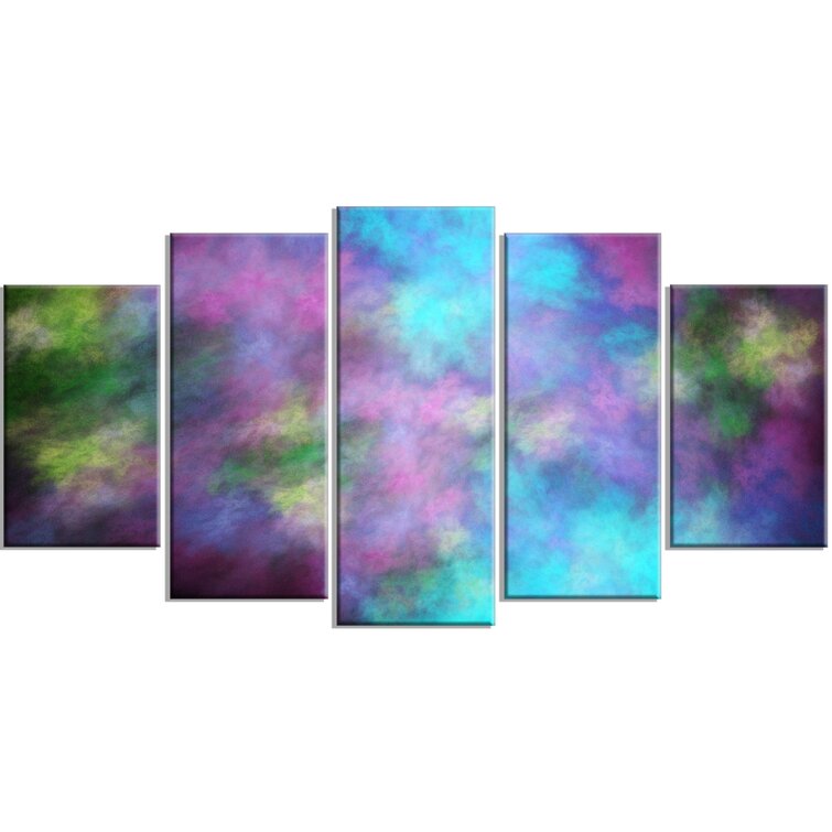DesignArt Perfect Blue Purple Starry Sky On Canvas 5 Pieces Print | Wayfair