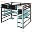 Lit mezzanine double en bois avec bureau, support de rangement latéral, tablettes multiples et lumière RVB, bleu nuage-1837225840-1838682829