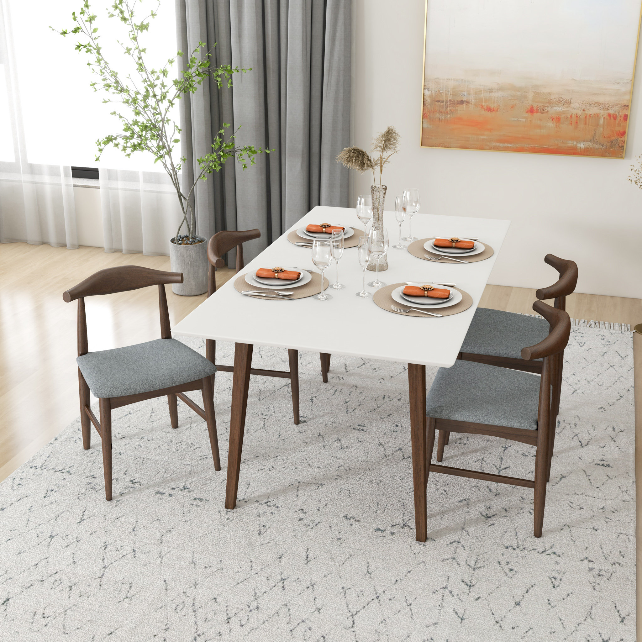 Corrigan Studio® Katelind 4 -Person Solid Wood Dining Set | Wayfair