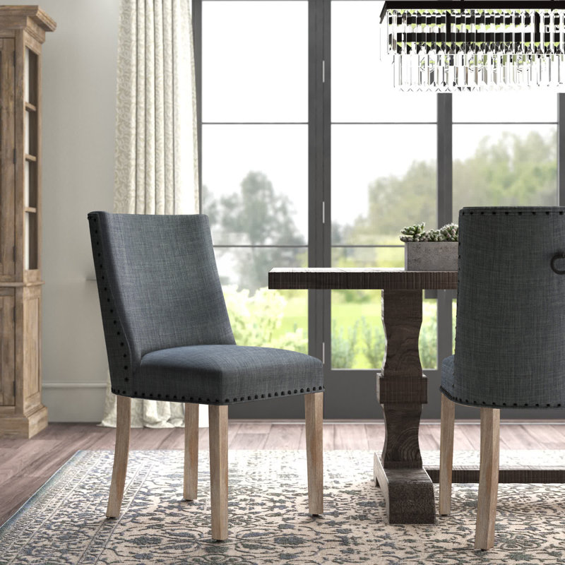 Ehrhart Upholstered Dining Side Chair, Gray, Natural