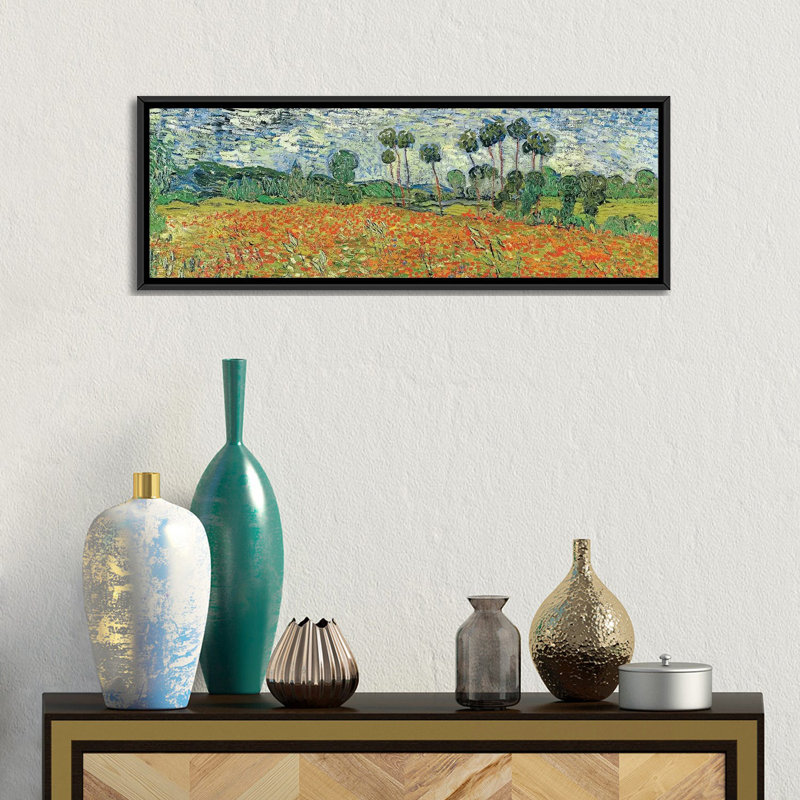 « field of pops auvers-sur-oise 1890 » par vincent van gogh, impression sur toile, H 12 po x l 36 po x P 1,5 po