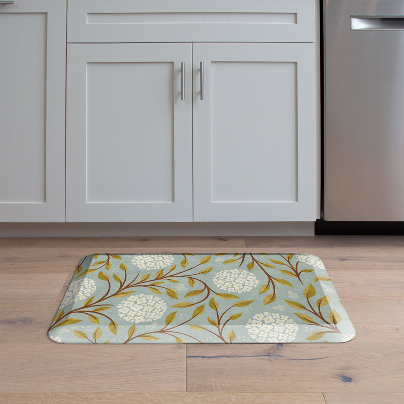 Tapis de cuisine anti-fatigue, motif hortensia bleu ciel, Bleu ciel, 20 po x 32 po