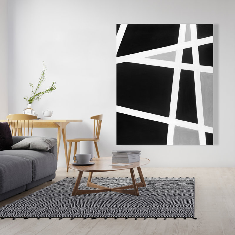 Toile à lignes abstraites noires et blanches | Décoration intérieure moderne