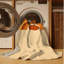 Tapis abstrait moderne et contemporain lavable à la machine Delancey Thanksgiving en brun - reliure beige-688894465