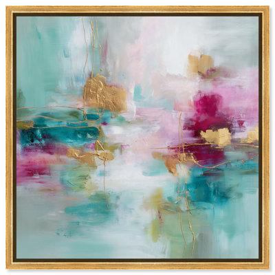 «Golden Veins II», reproduction d'art sur toile encadrée par Art Remedy, cadre doré, 24 x 24