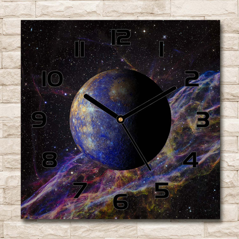 Glass Wall Clock, Black/Navy