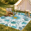 Tapis d'extérieur à motif floral lavable bleu 6X9 Frankin-2000867570