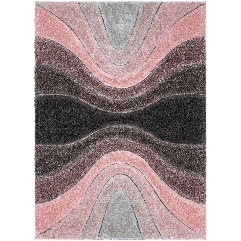 San Francisco 3D Textured Blush/Light Green/Black Rug, Rectangle 120 x 160cm