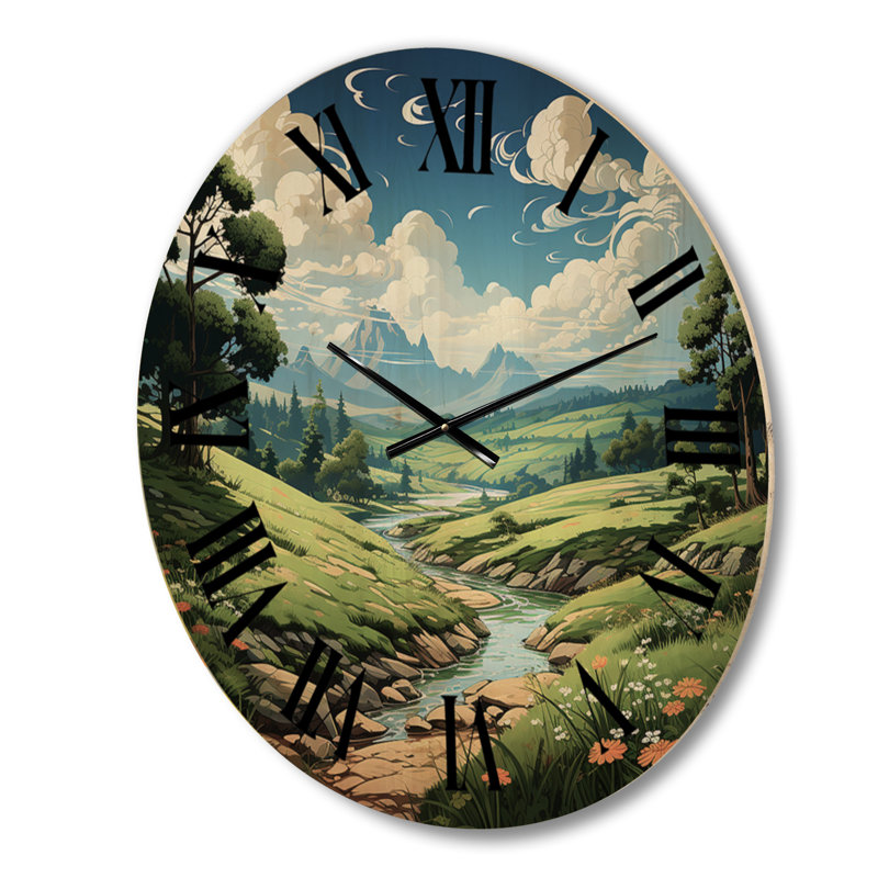 Horloge murale en bois campagne Verdant Valley II, Moyenne