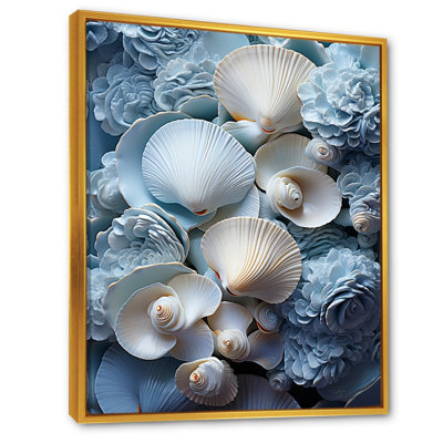 " White Blue Tones Delicate Oyster Beauty " Print