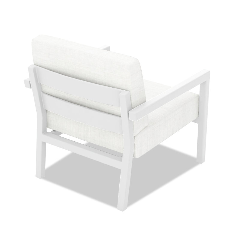 Vivant Patio Chair with Sunbrella® Cushions, Canvas Natural Sunbrella® Canvas, White