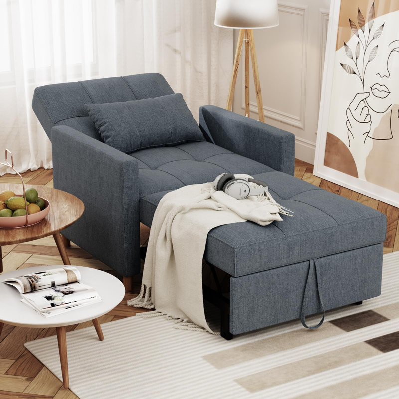 Upholstered Accent Chair, Dark Grey Linen