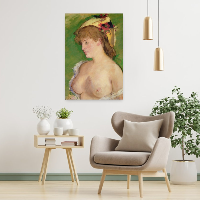 La Blonde aux seins nus, 1878, estampe d'art mural abstraite impressionniste contemporaine représentant un paysage
