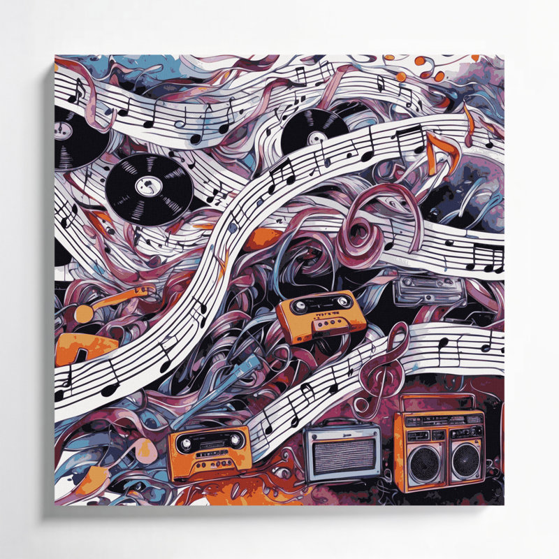 Art musical sur toile brune, H 8 po x l 8 po