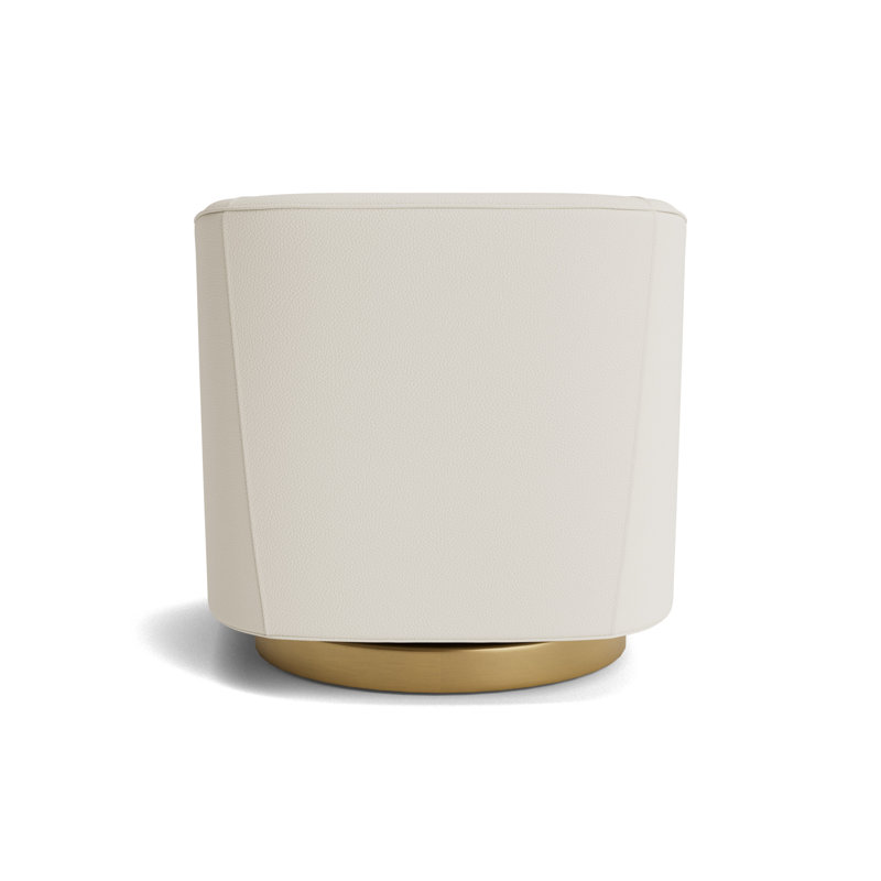 Cooper Full Swivel Leather Chair, Greenwich Performance Leather - Cream, Brushed Brass