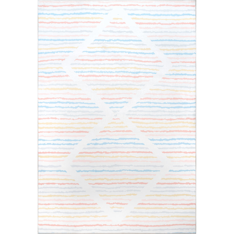 Tapis blanc / bleu Stukes, Rectangle 5 pi x 8 pi