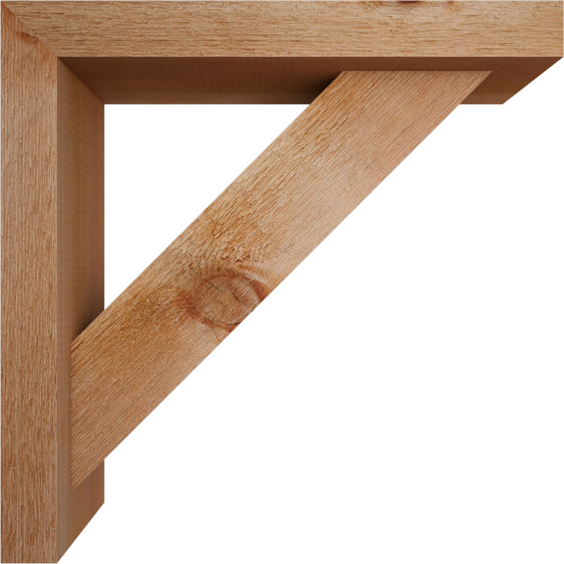 Traditional Block Bracket w/ Offset Brace, 20 x 20, 4"W Western Red Cedar (Rough Sawn)