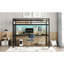 Structure de lit simple mezzanine en métal noir profond, conception peu encombrante pour les petites chambres avec prises de courant intégrées et éclairage DEL-129769847