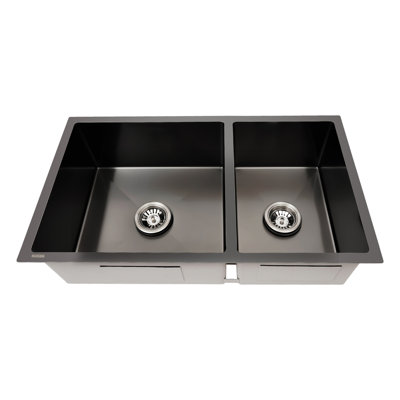 OUKL109 33" x 19" Kitchen Double Bowl Stainless Steel Undermount Sink Drop 