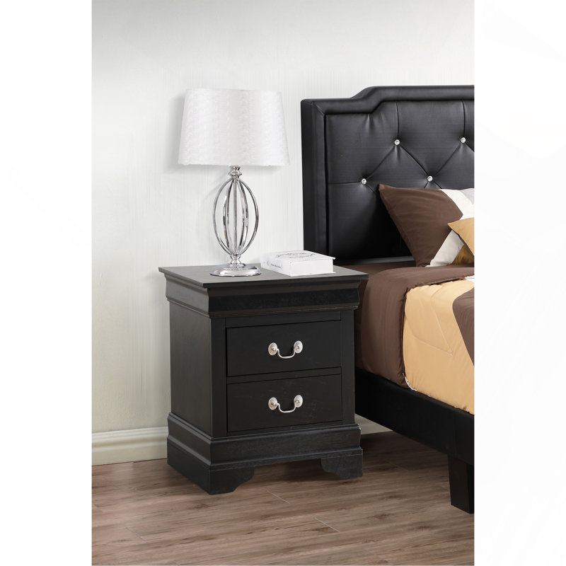 Table de chevet noire élégante avec rangement, Noir